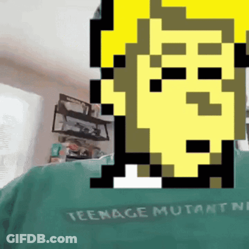 Pixel Art Teenage Mutant Ninja Turtle On Bed GIF
