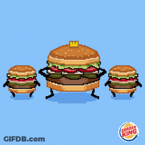 Pixel Art Three Burger King Burgers GIF
