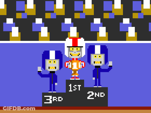Pixel Art Three People On Podium 1St 2Nd 3Rd GIF