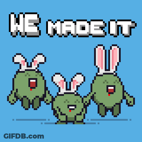 Pixel Art Three Rabbits We Made It GIF