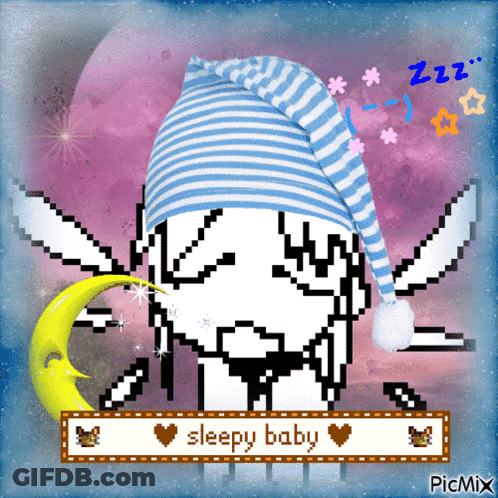 Pixel Art Tooth Wearing Sleepy Hat GIF