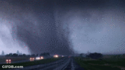 Pixel Art Tornado Coming Down Road GIF