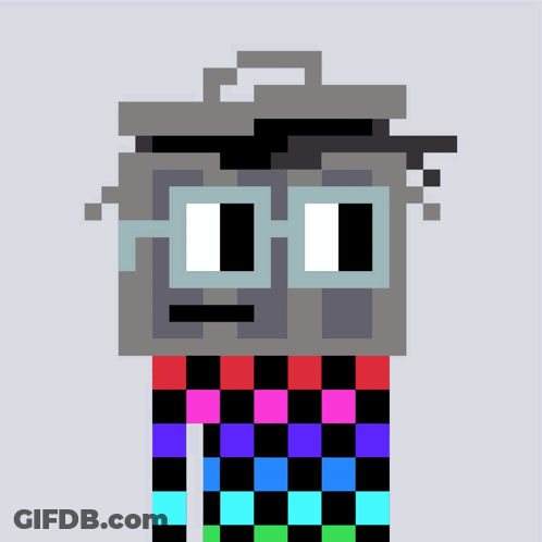 Pixel Art Trash Can With Bow Tie GIF