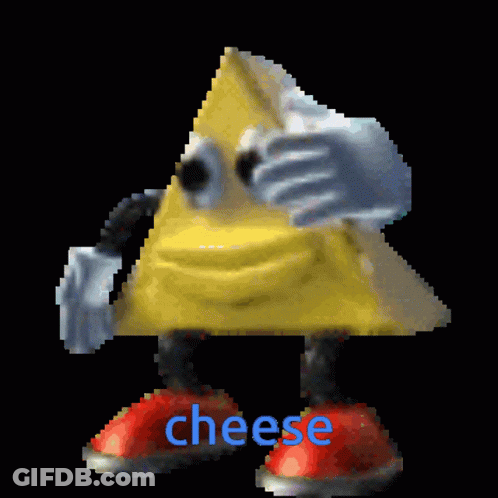 Pixel Art Triangle With Arms And Legs Saying Cheese GIF