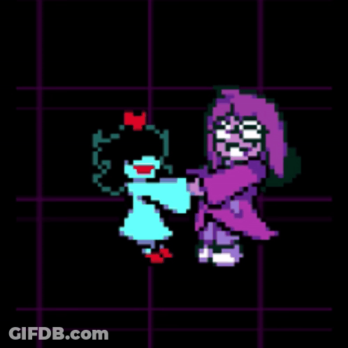 Pixel Art Two Girls Dancing Video Game GIF