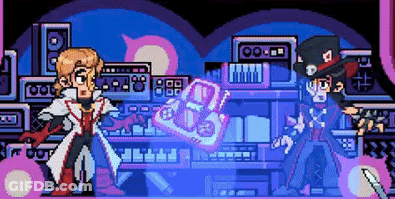 Pixel Art Two Men Fighting In Room GIF