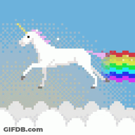Pixel Art Unicorn With Rainbow Tail GIF