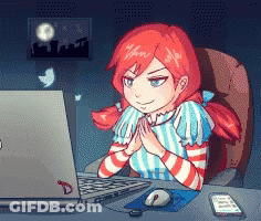 Pixel Art Wendy Looking At Laptop GIF