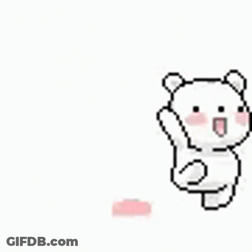 Pixel Art White Bear Pink Cheeks Pink Tongue GIF