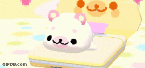 Pixel Art White Bear With Pink Ears GIF