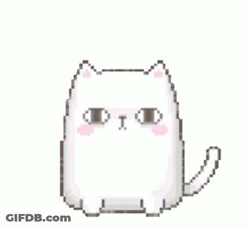 Pixel Art White Cat Surprised GIF