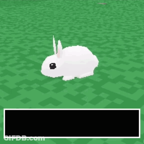 Pixel Art White Rabbit Standing On Green Field GIF