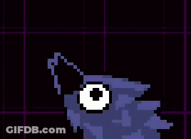Pixel Art Wolf With Big Eye On Purple Background GIF