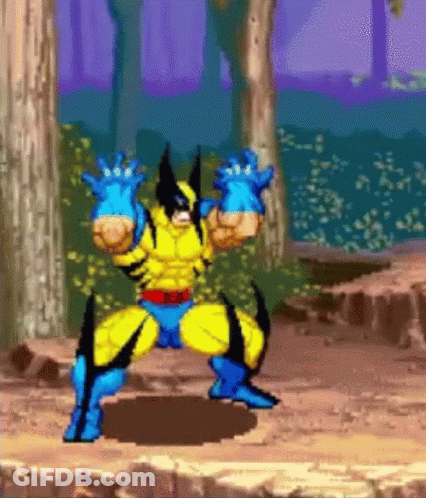 Pixel Art Wolverine Fighting Game GIF