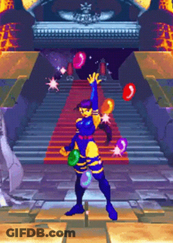 Pixel Art Woman Holding Balloons In Front Of Staircase GIF