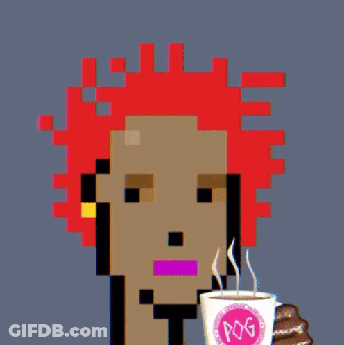 Pixel Art Woman Holding Coffee GIF