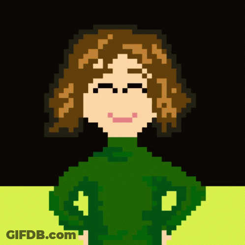 Pixel Art Woman In Green Turtleneck GIF