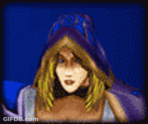 Pixel Art Woman In Hooded Cape GIF