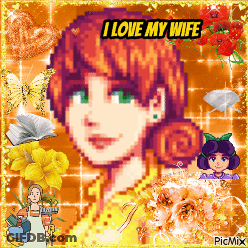 Pixel Art Woman Saying I Love My Wife GIF