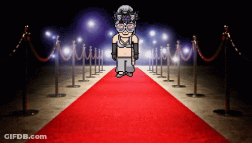 Pixel Art Woman Walking Down Red Carpet GIF