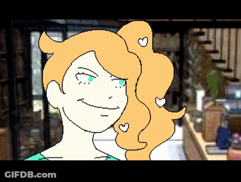 Pixel Art Woman With Hearts In Hair GIF