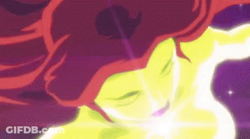 Pixel Art Woman With Red Hair Yellow And Purple Background GIF