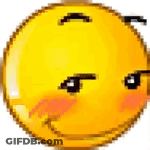 Pixel Art Yellow Smiley Face With Smirk GIF
