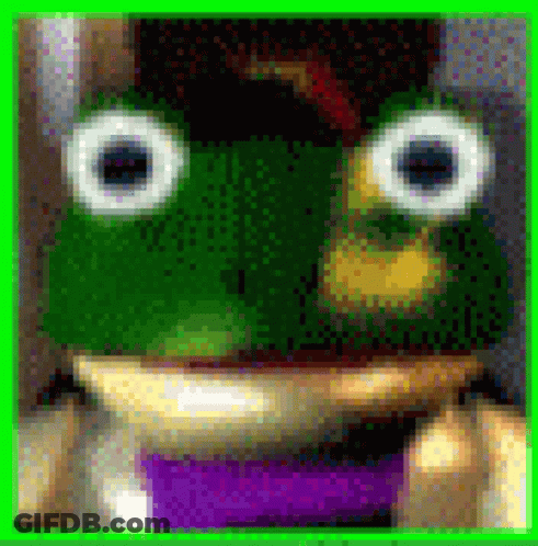 Pixel Frog Face On Green GIF
