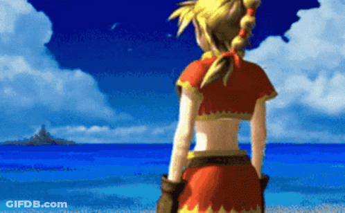 Pixel Girl Standing In Front Of Water GIF