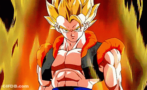 Pixel Gogeta Dragon Ball Z Fire Background GIF