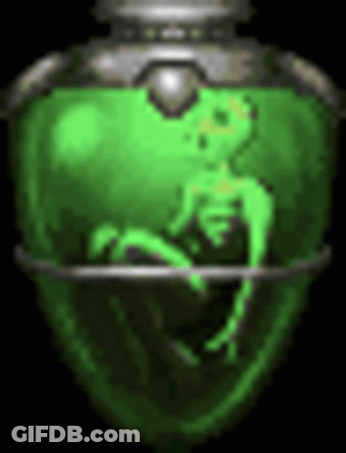 Pixel Green Alien In Green Container GIF