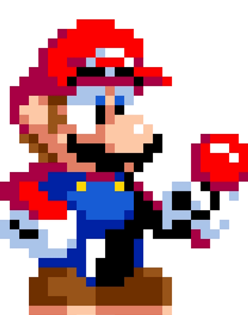Pixel Mario Holding Red Thing GIF