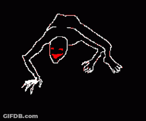 Pixel Monster With Red Eyes And Claws GIF