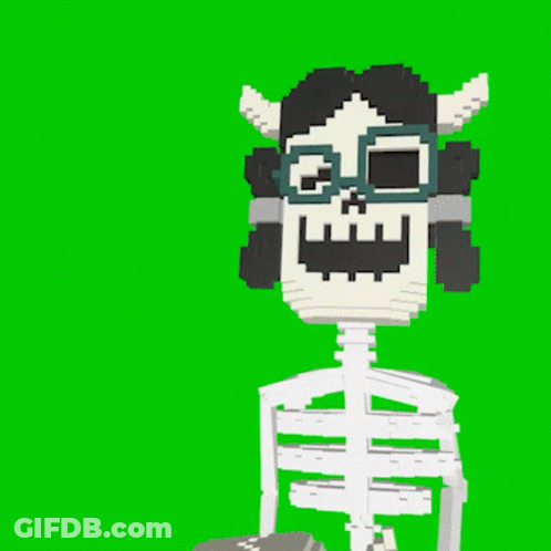 Pixel Skeleton With Glasses And Helmet GIF
