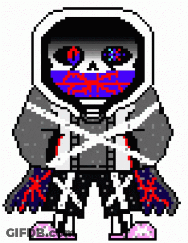 Pixel Skeleton With Mask And Hood GIF