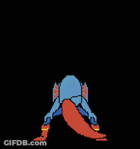 Pixel Troll With Long Red Hair And Big Smile GIF