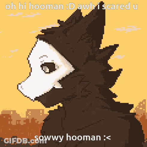 Pixel Wolf Sowwy Hooman GIF