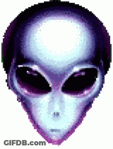 Pixelated Alien Head With Purple Eyes GIF
