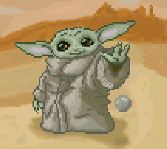 Pixelated Baby Grogu GIF