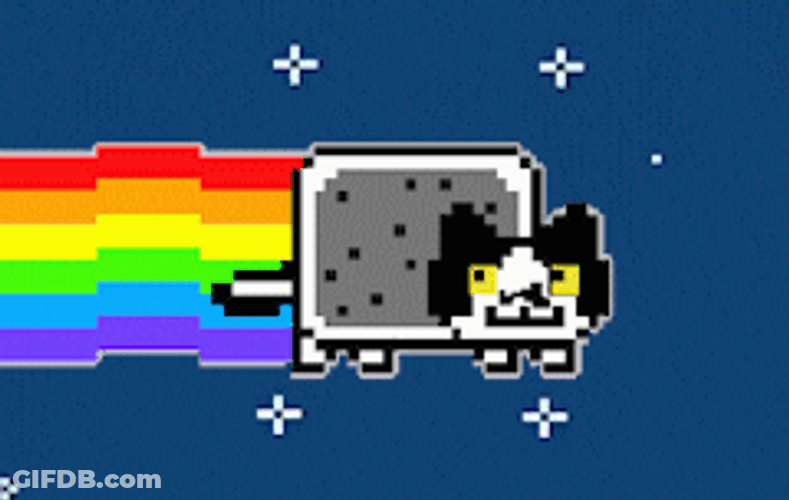 Pixelated Black And White Neon Cat GIF