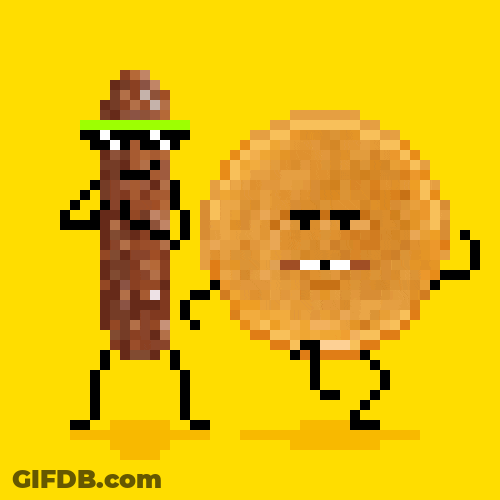 Pixelated Breakfast Foods Dancing GIF