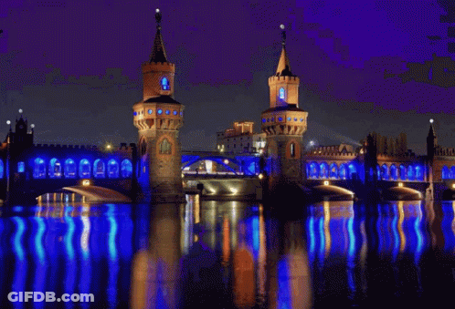Pixelated Bridge With Red Sky GIF