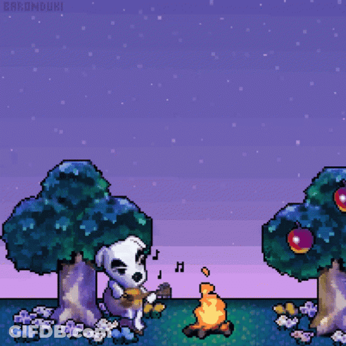 Pixelated Camper Dog Playing Guitar GIF