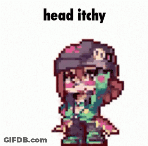 Pixelated Cartoon Itchy Head GIF