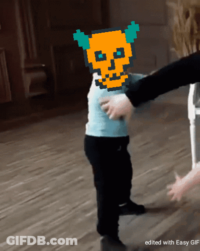 Pixelated Child With Skull On Head GIF