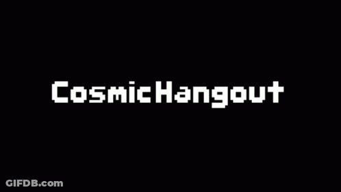 Pixelated Cosmic Hangout Logo In Black And White Circle GIF