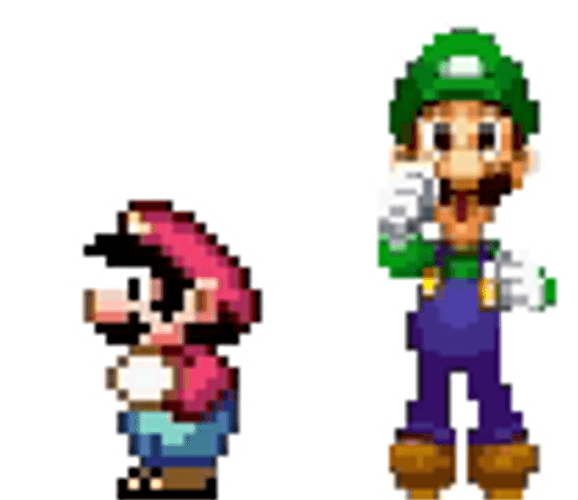 Pixelated Dancing Luigi Together With Mario GIF