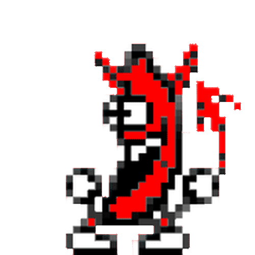 Pixelated Dancing Red Devil Banana GIF