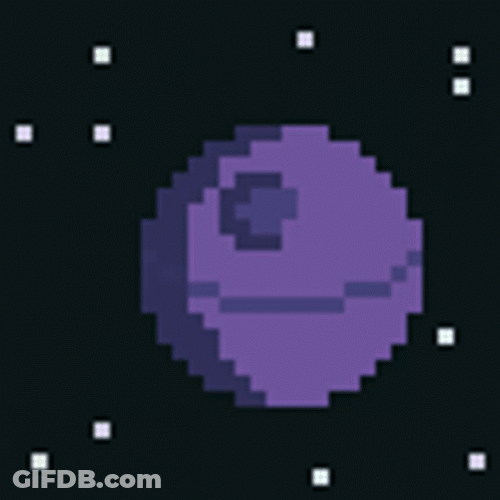 Pixelated Death Star Shooting Laser GIF