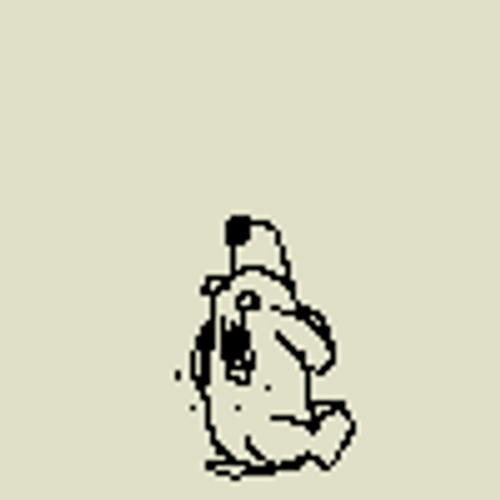 Pixelated Dog Springs Boing To Right GIF